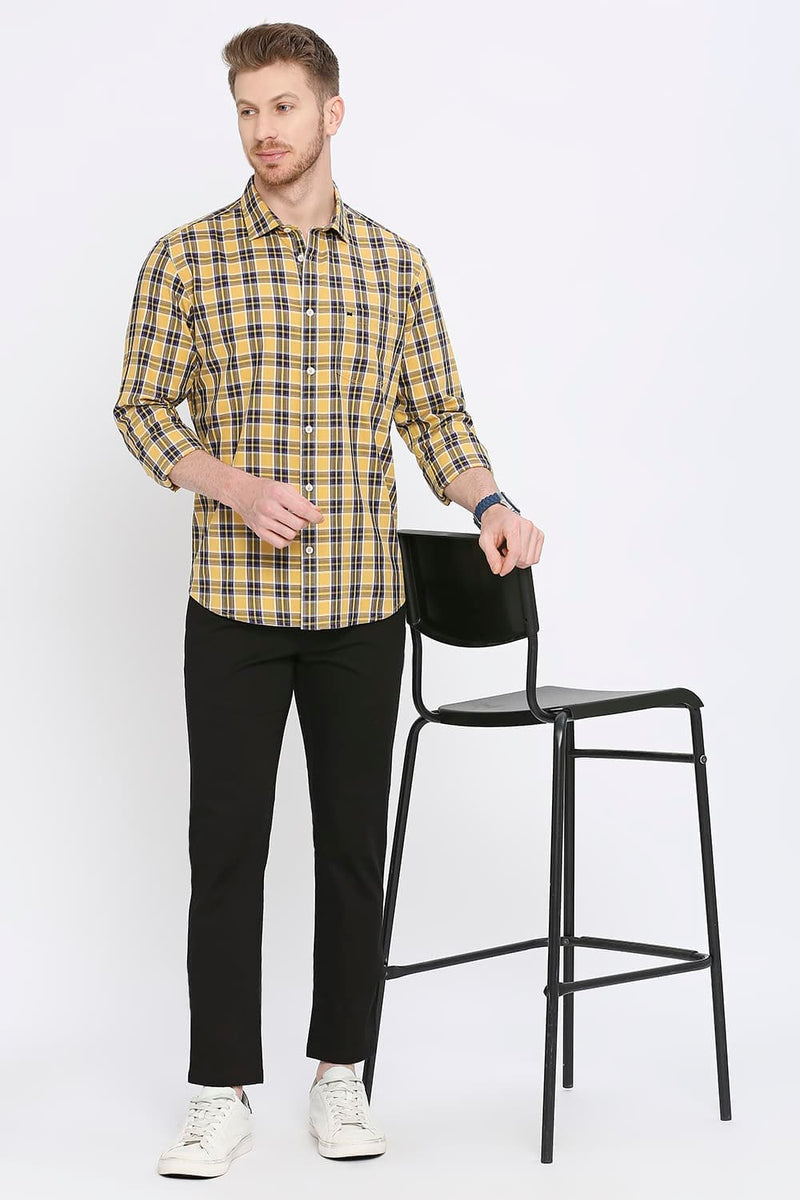 Slim Fit Cotton Twill Checks Shirt