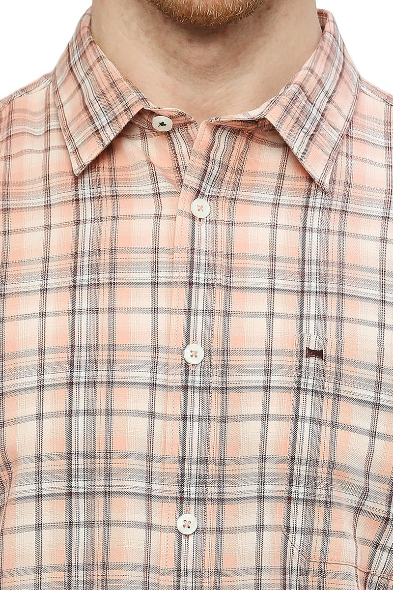 BASICS SLIM FIT COTTON TWILL CHECKS SHIRT