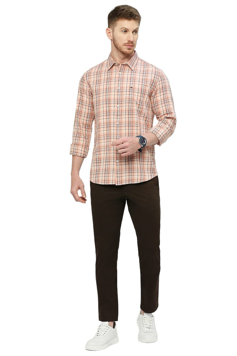 BASICS SLIM FIT COTTON TWILL CHECKS SHIRT