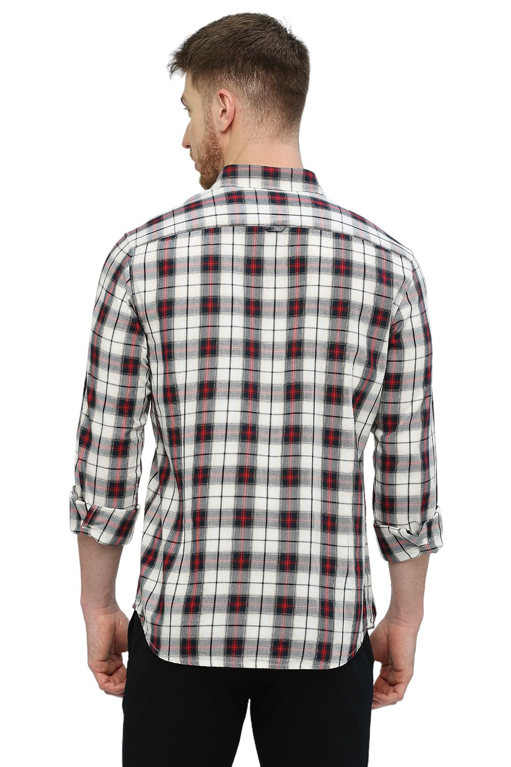 BASICS SLIM FIT COTTON TWILL CHECKS SHIRT