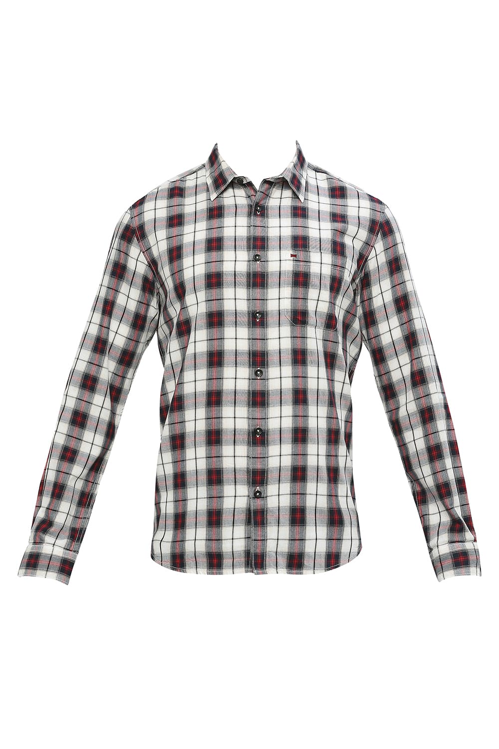 BASICS SLIM FIT COTTON TWILL CHECKS SHIRT