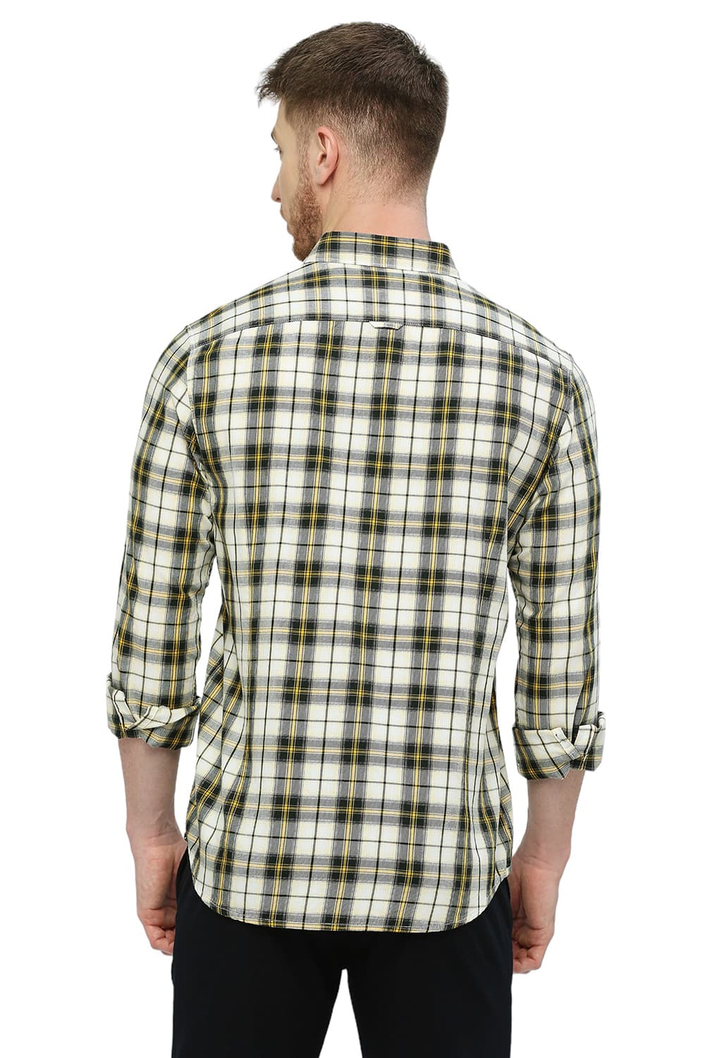 BASICS SLIM FIT COTTON TWILL CHECKS SHIRT