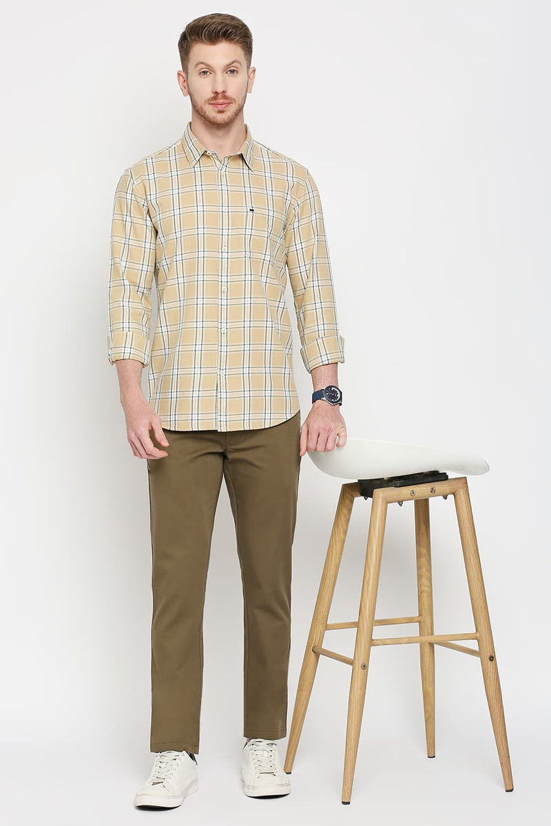 Slim Fit Cotton Twill Checks Shirt