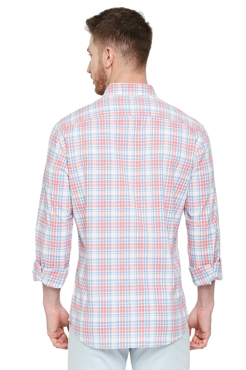 BASICS SLIM FIT COTTON CHECKS SHIRT