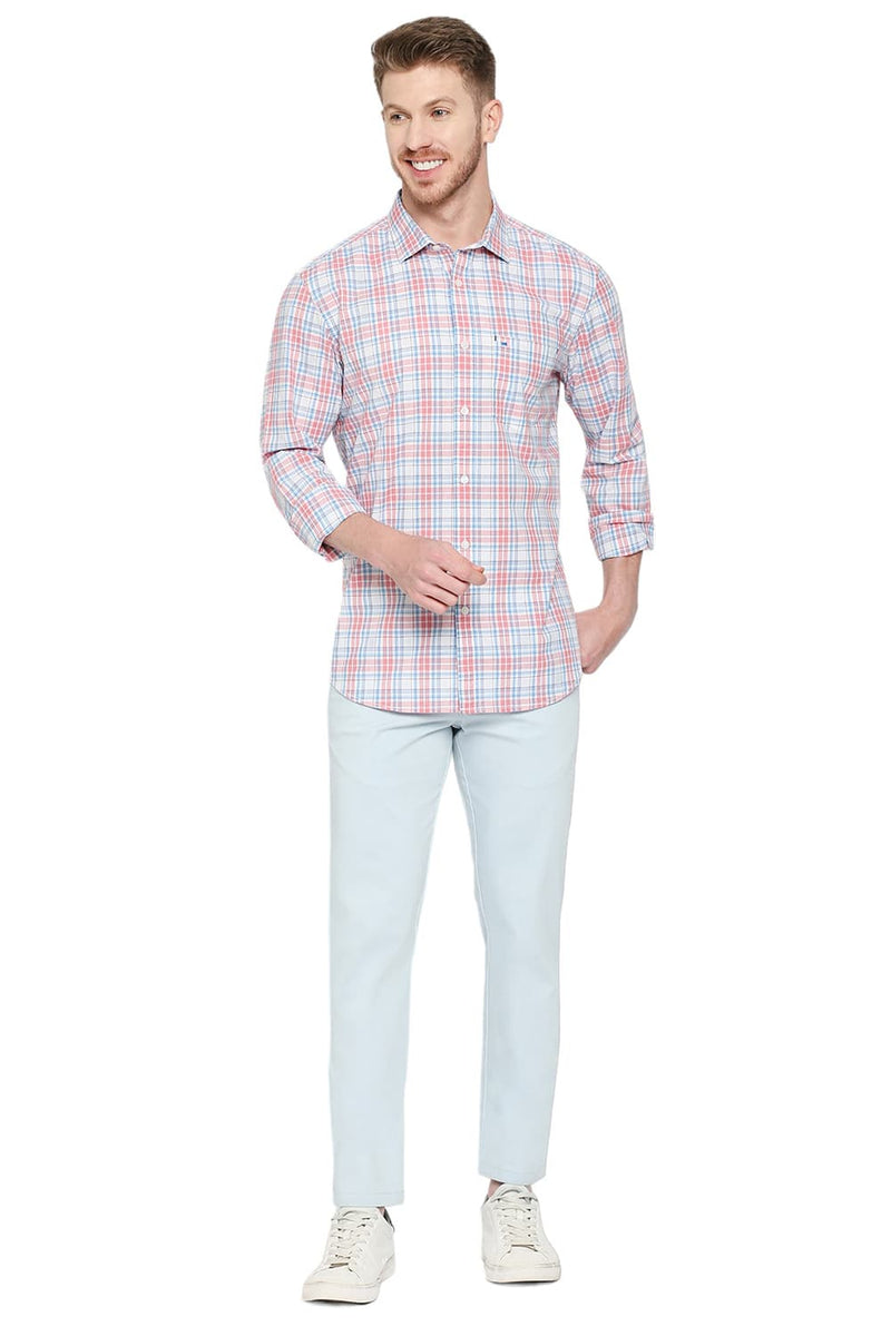 BASICS SLIM FIT COTTON CHECKS SHIRT