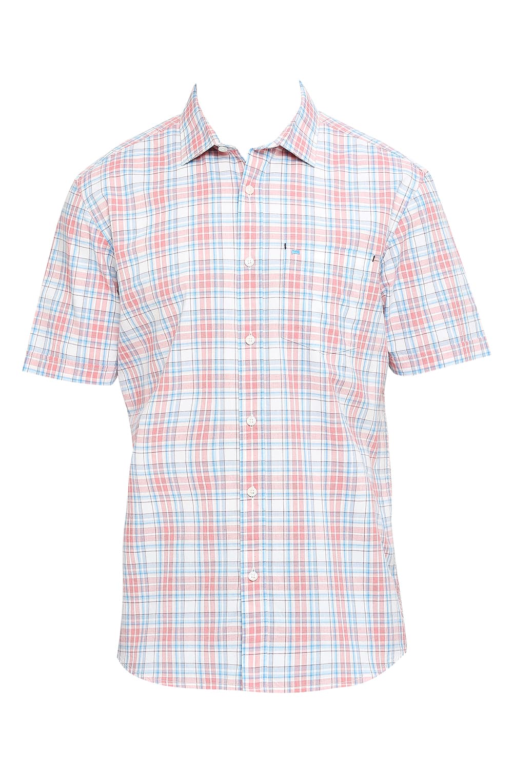 BASICS SLIM FIT COTTON CHECKS HALFSLEEVES SHIRT