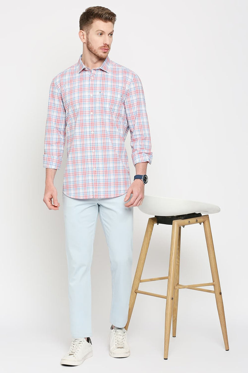 Slim Fit Cotton Checks Shirt