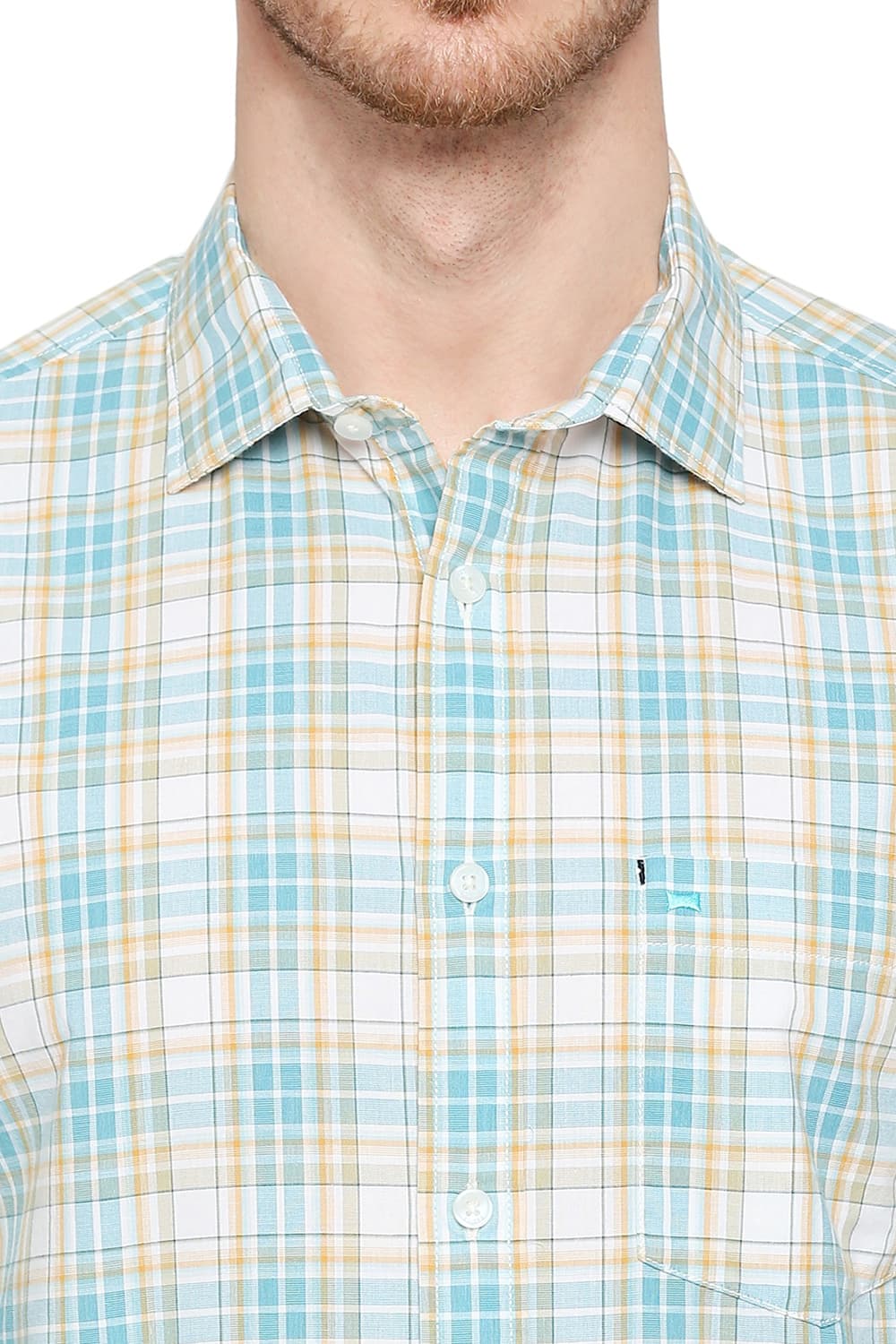 BASICS SLIM FIT COTTON CHECKS SHIRT