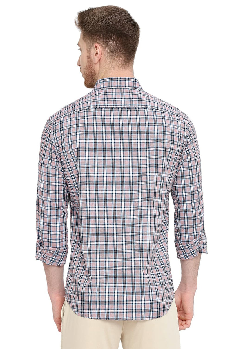 BASICS SLIM FIT COTTON CHECKS SHIRT