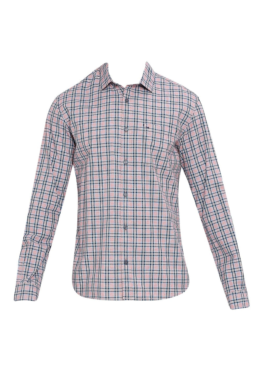 BASICS SLIM FIT FIRE WHIRL RED COTTON CHECKS SHIRT