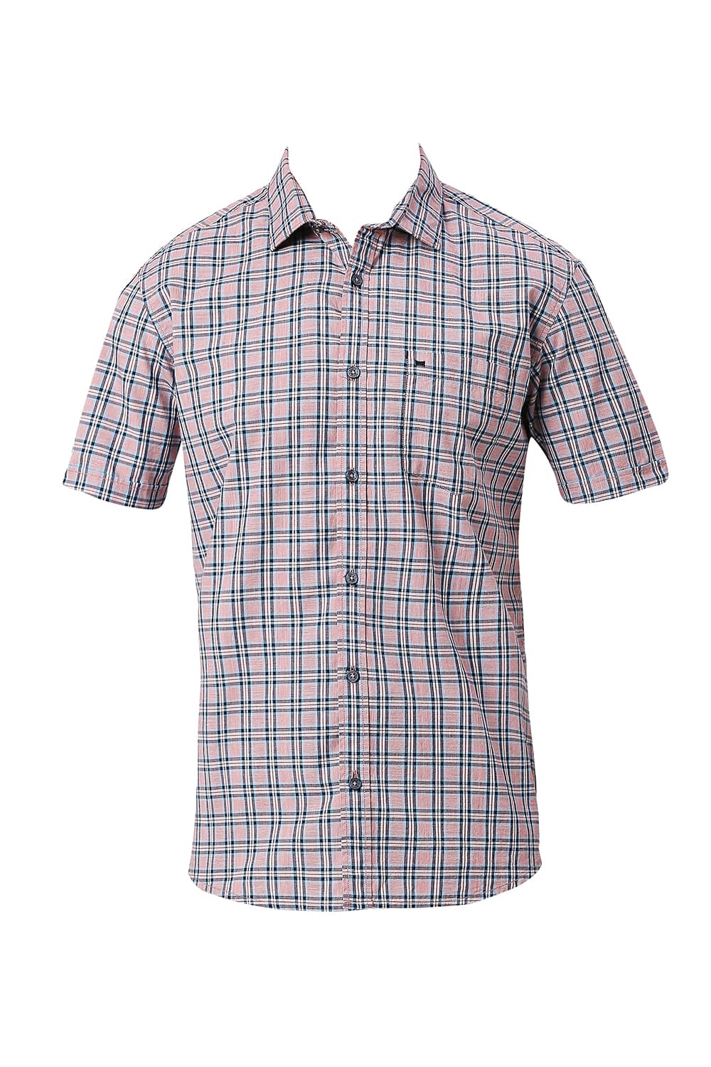 BASICS SLIM FIT COTTON CHECKS HALFSLEEVES SHIRT