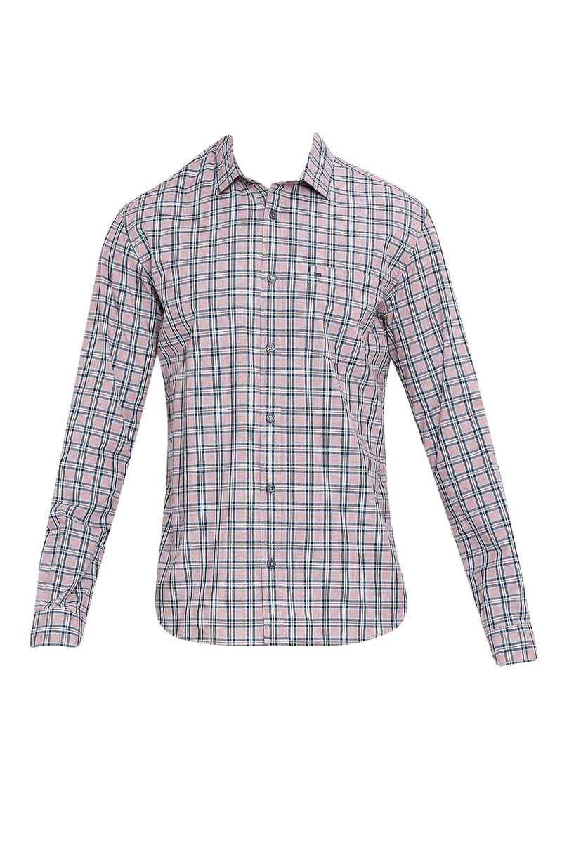 BASICS SLIM FIT COTTON CHECKS SHIRT