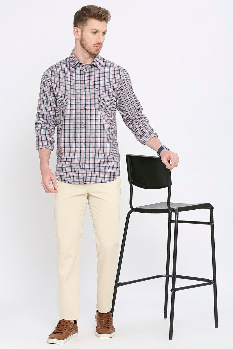 Slim Fit Cotton Checks Shirt