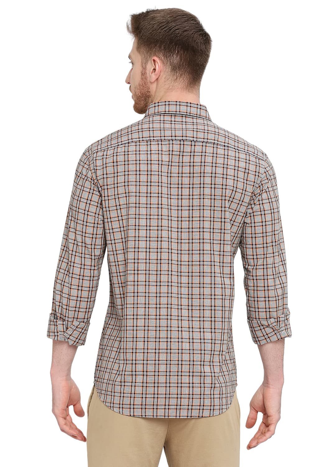 BASICS SLIM FIT COTTON CHECKS SHIRT