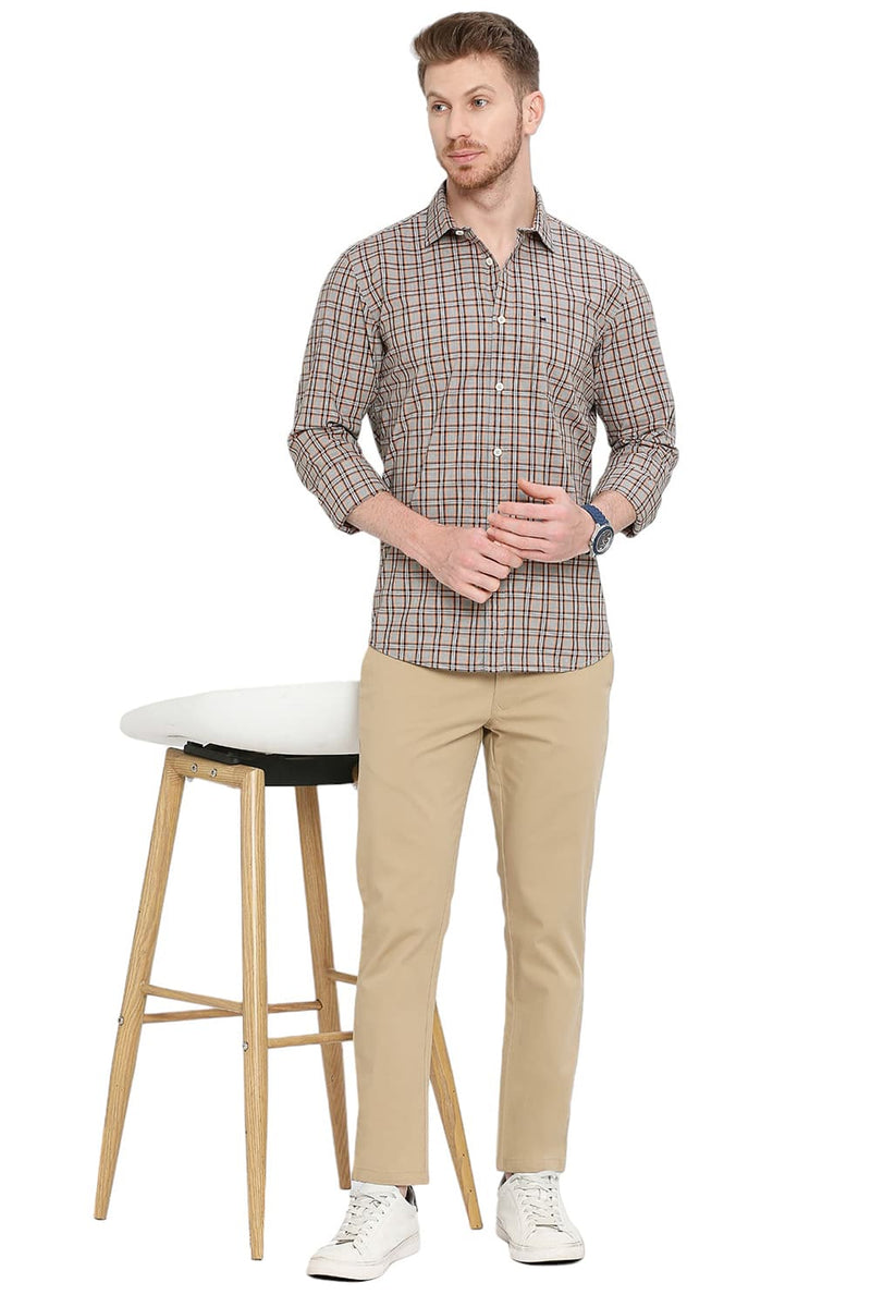 BASICS SLIM FIT COTTON CHECKS SHIRT