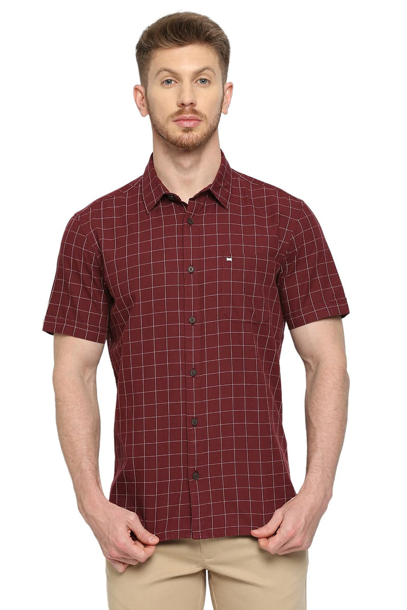 BASICS SLIM FIT COTTON TWILL CHECKS SHIRT