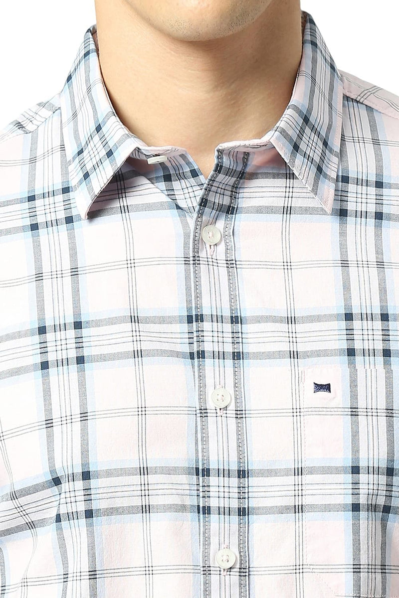 SLIM FIT COTTON OXFORD CHECKS SHIRT