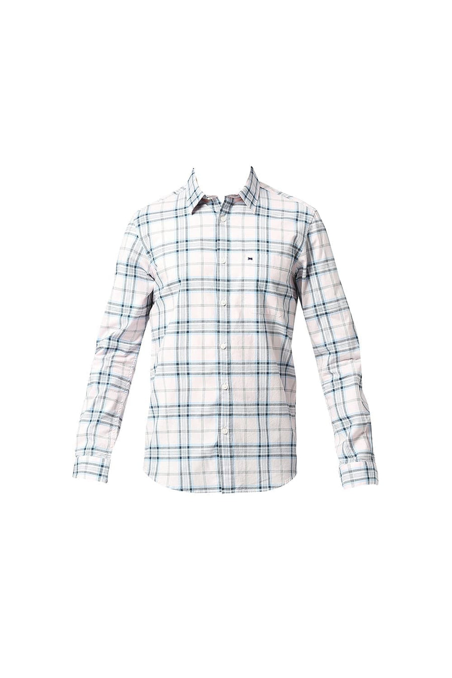 BASICS SLIM FIT BALLET PINK COTTON OXFORD CHECKS SHIRT