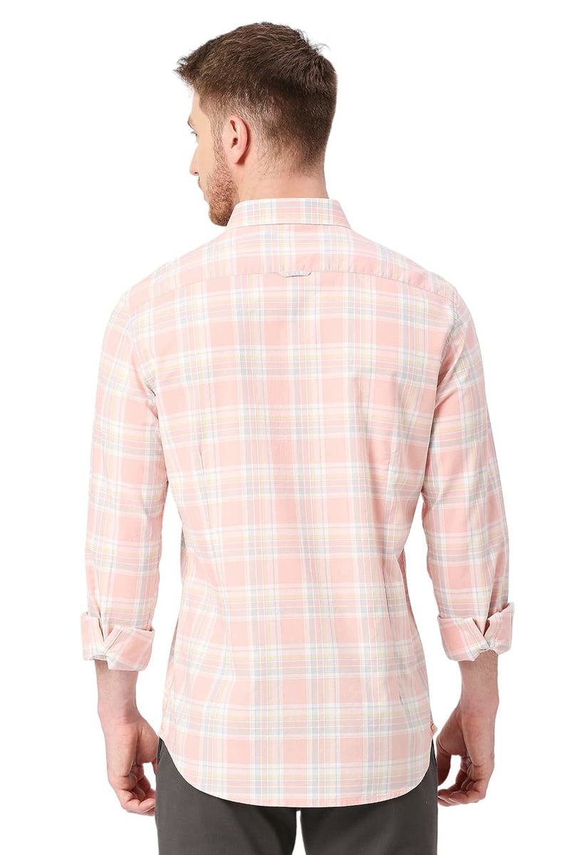 BASICS SLIM FIT COTTON OXFORD CHECKS SHIRT