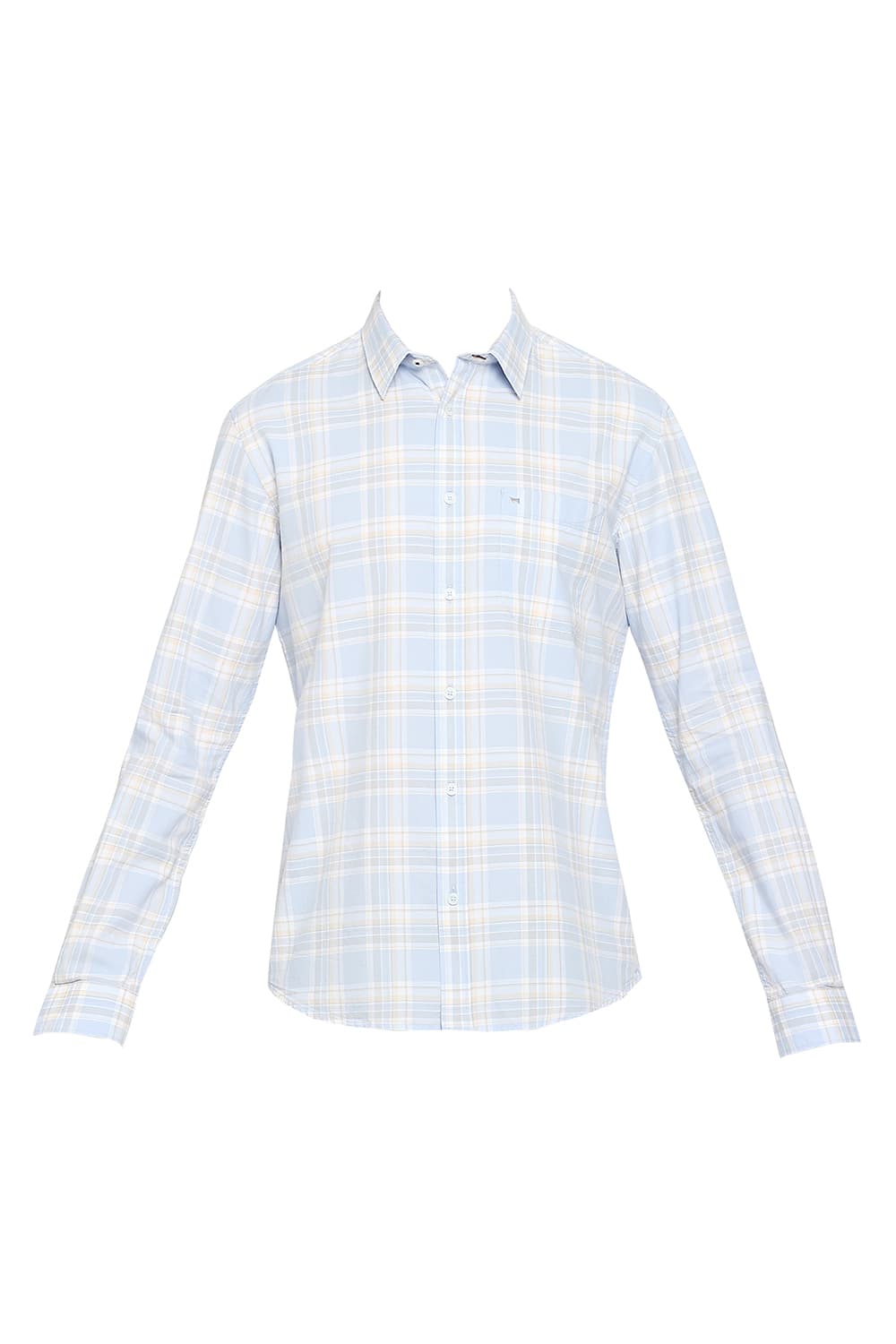 BASICS SLIM FIT COTTON OXFORD CHECKS SHIRT