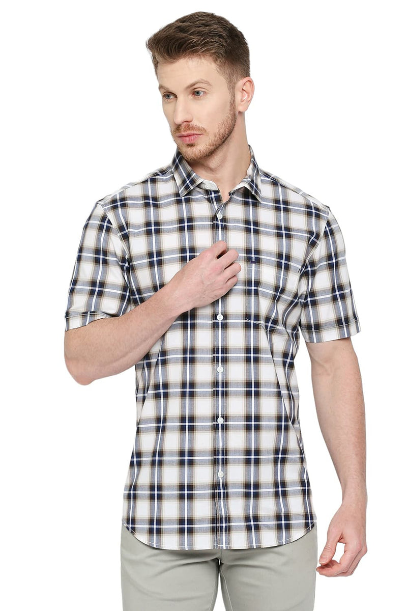 BASICS SLIM FIT COTTON CHECKS SHIRT