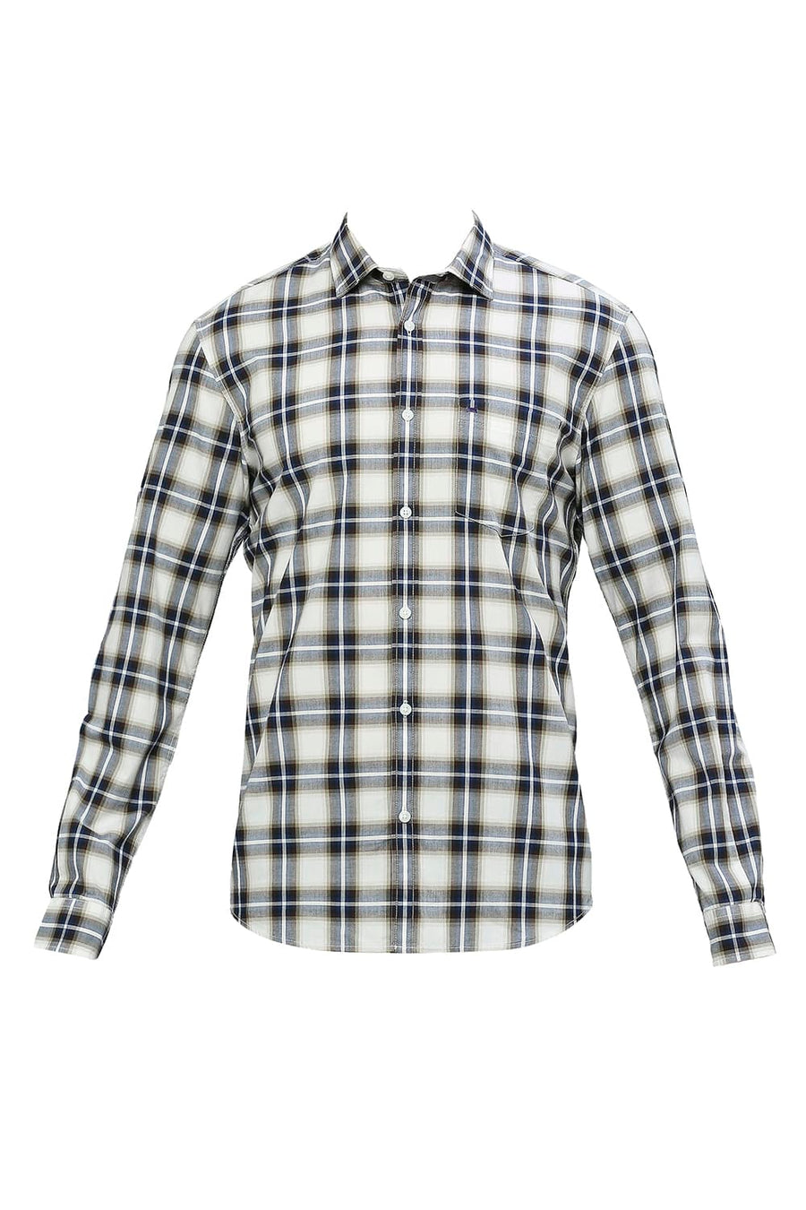 BASICS SLIM FIT SET SAIL BLUE COTTON CHECKS SHIRT