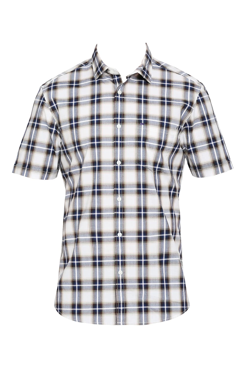 BASICS SLIM FIT COTTON CHECKS HALFSLEEVES SHIRT