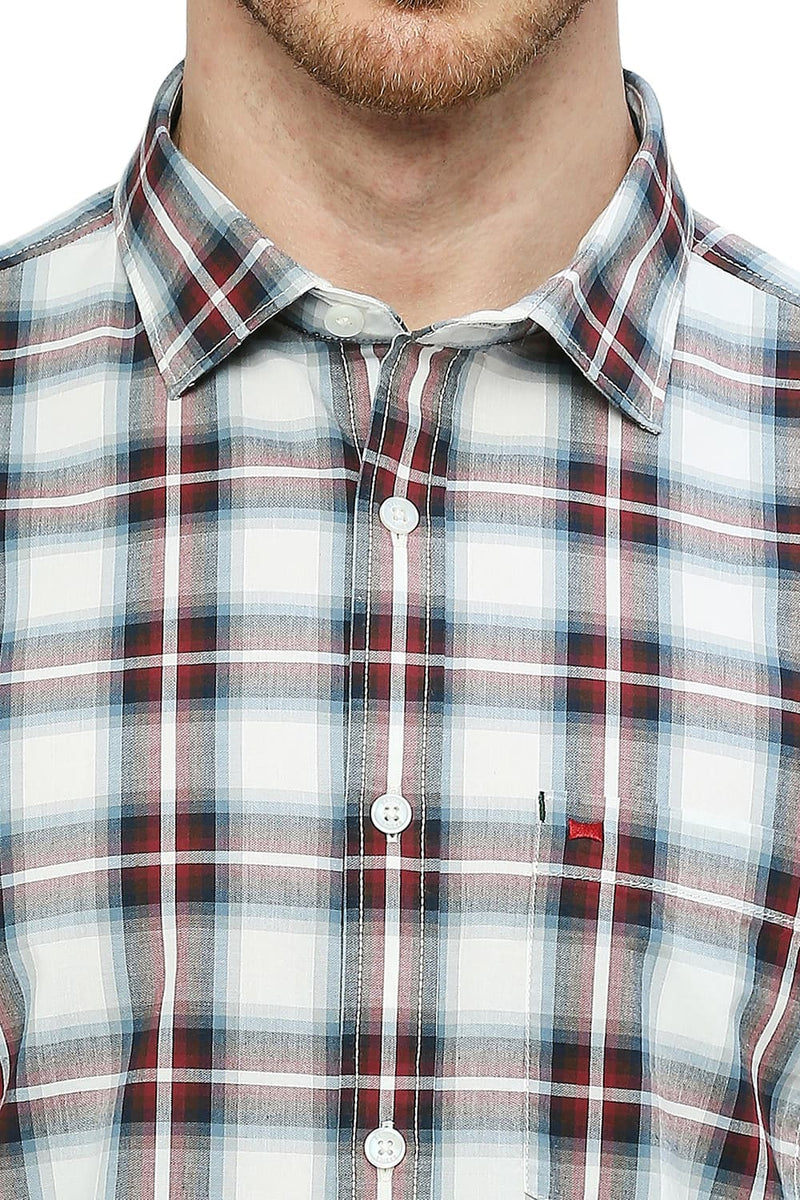 BASICS SLIM FIT COTTON CHECKS SHIRT