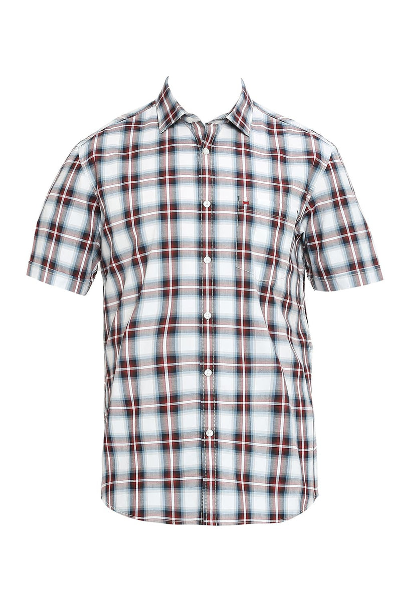 BASICS SLIM FIT COTTON CHECKS HALFSLEEVES SHIRT