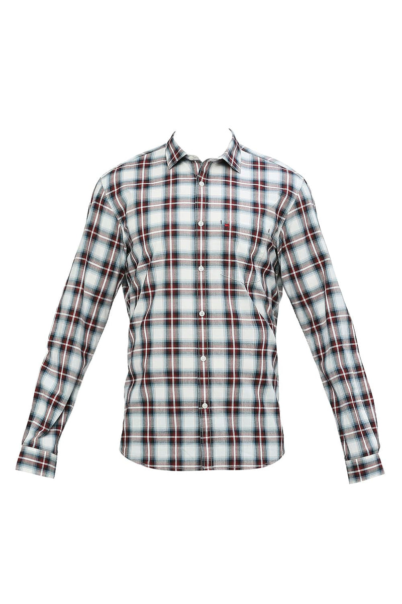 BASICS SLIM FIT COTTON CHECKS SHIRT