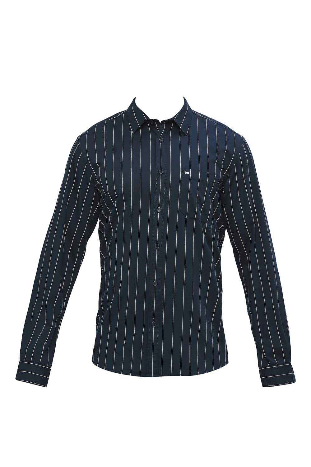 BASICS SLIM FIT COTTON TWILL STRIPES SHIRT