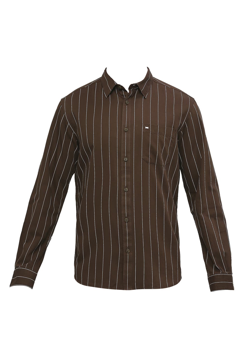 BASICS SLIM FIT COTTON TWILL STRIPES SHIRT