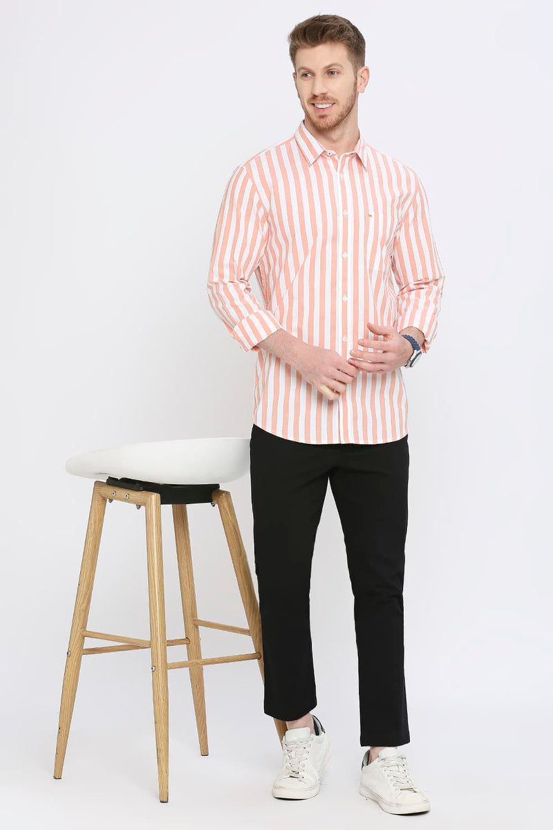 Slim Fit Cotton Oxford Stripes Shirt