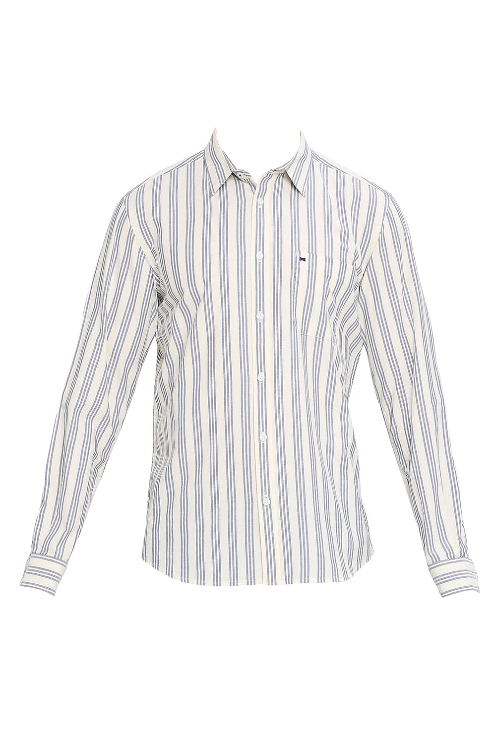 BASICS SLIM FIT COTTON OXFORD STRIPES SHIRT