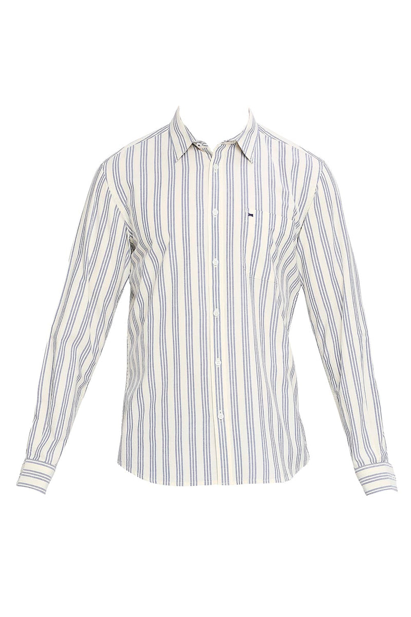 BASICS SLIM FIT COTTON OXFORD STRIPES SHIRT