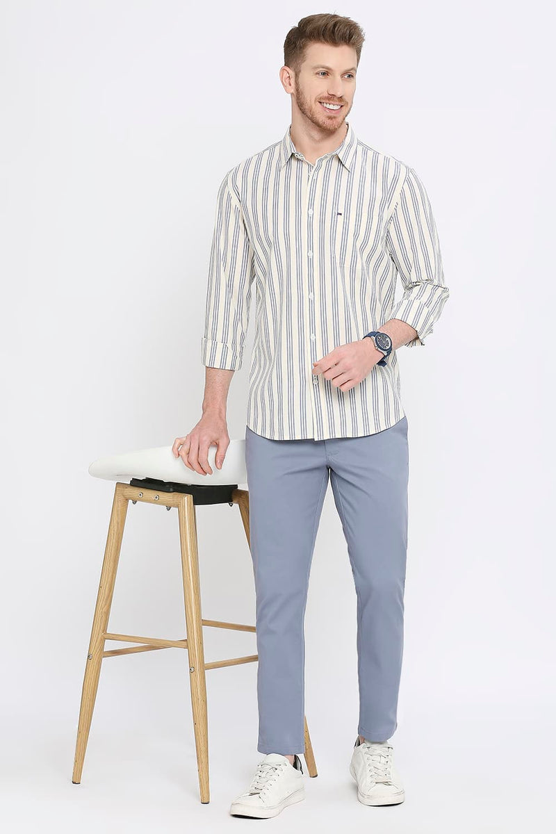 Slim Fit Cotton Oxford Stripes Shirt