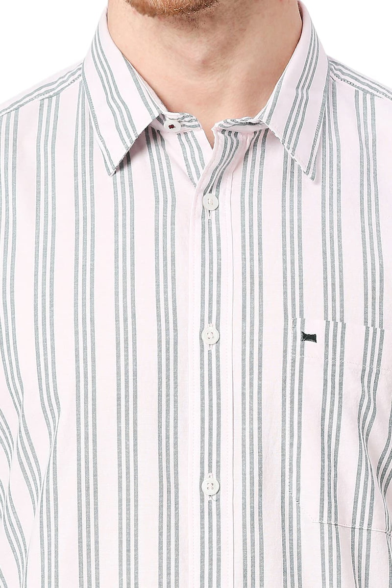 BASICS SLIM FIT COTTON OXFORD STRIPES SHIRT