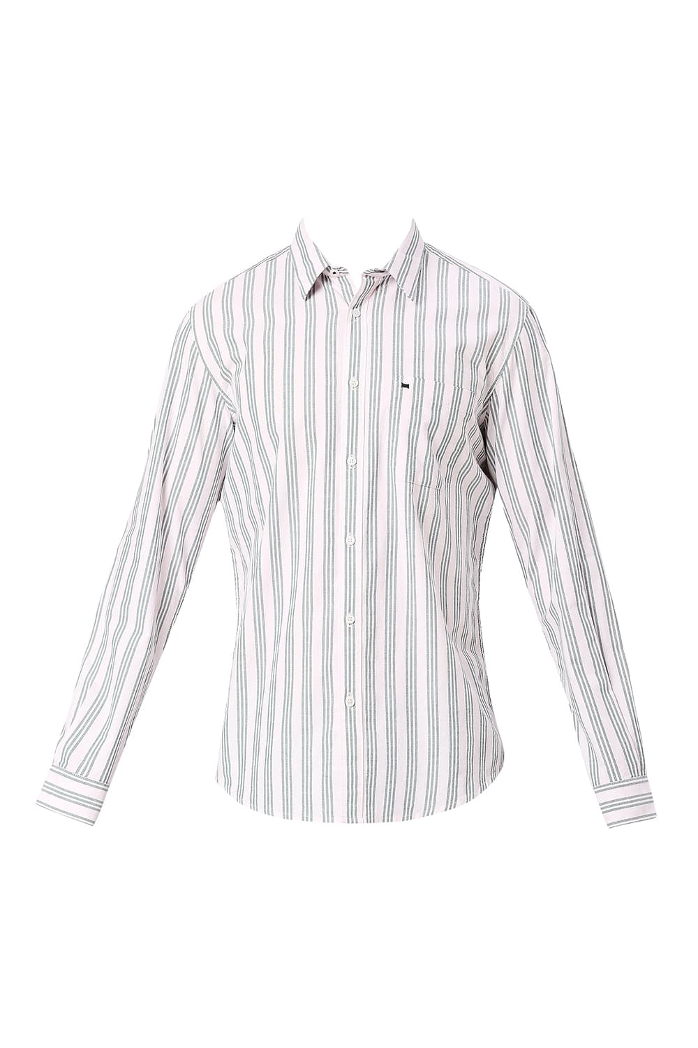 BASICS SLIM FIT COTTON OXFORD STRIPES SHIRT