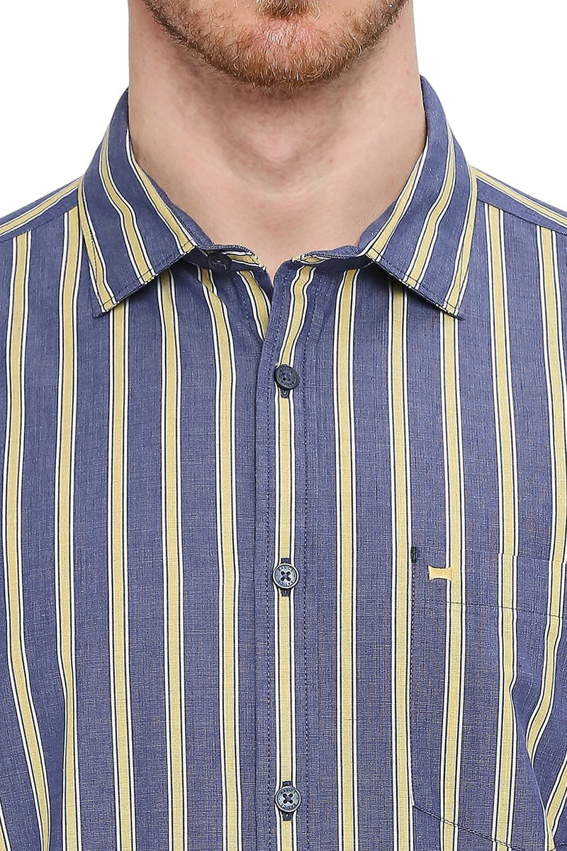 BASICS SLIM FIT COTTON STRIPE SHIRT