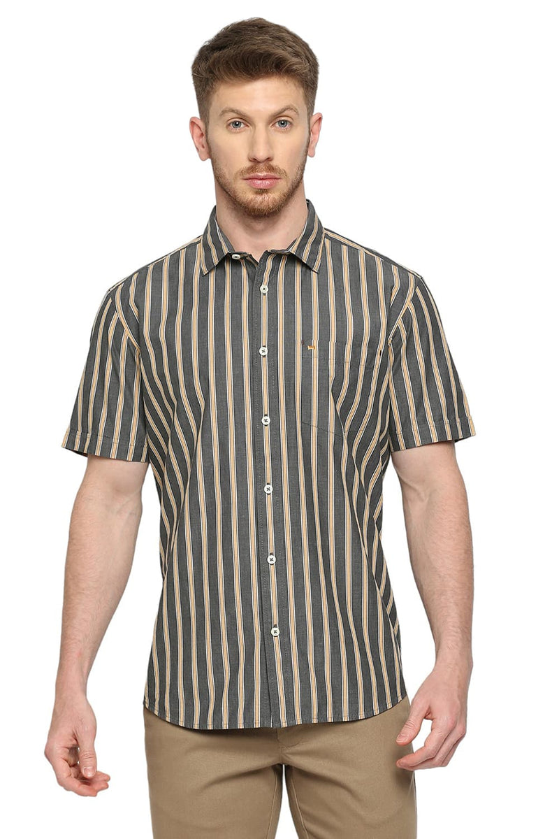 BASICS SLIM FIT COTTON STRIPE SHIRT