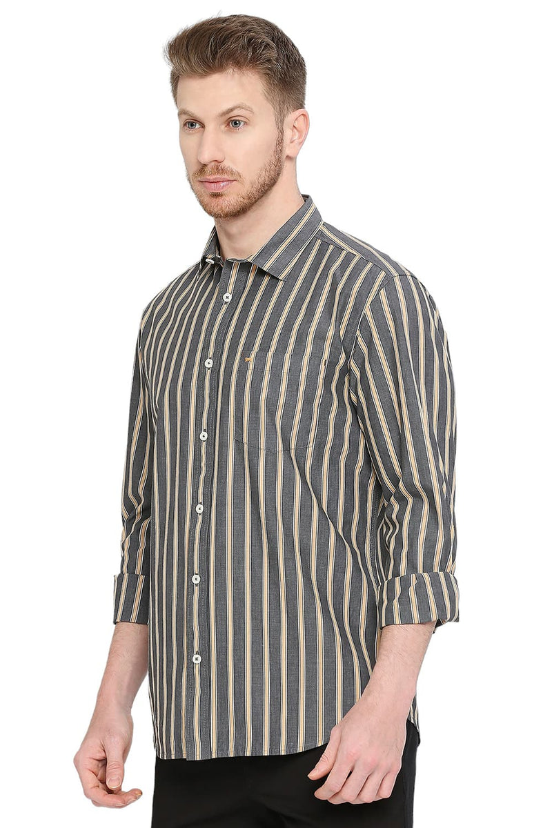 BASICS SLIM FIT COTTON STRIPE SHIRT