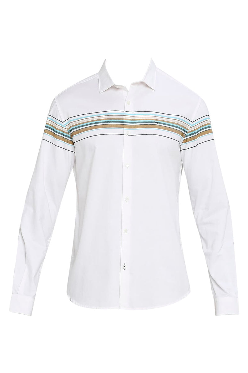 BASICS SLIM FIT COTTON TWILL WEFT ENGINEERING STRIPE SHIRT