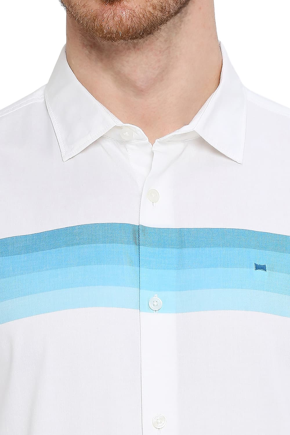 BASICS SLIM FIT COTTON TWILL WEFT ENGINEERING STRIPE SHIRT