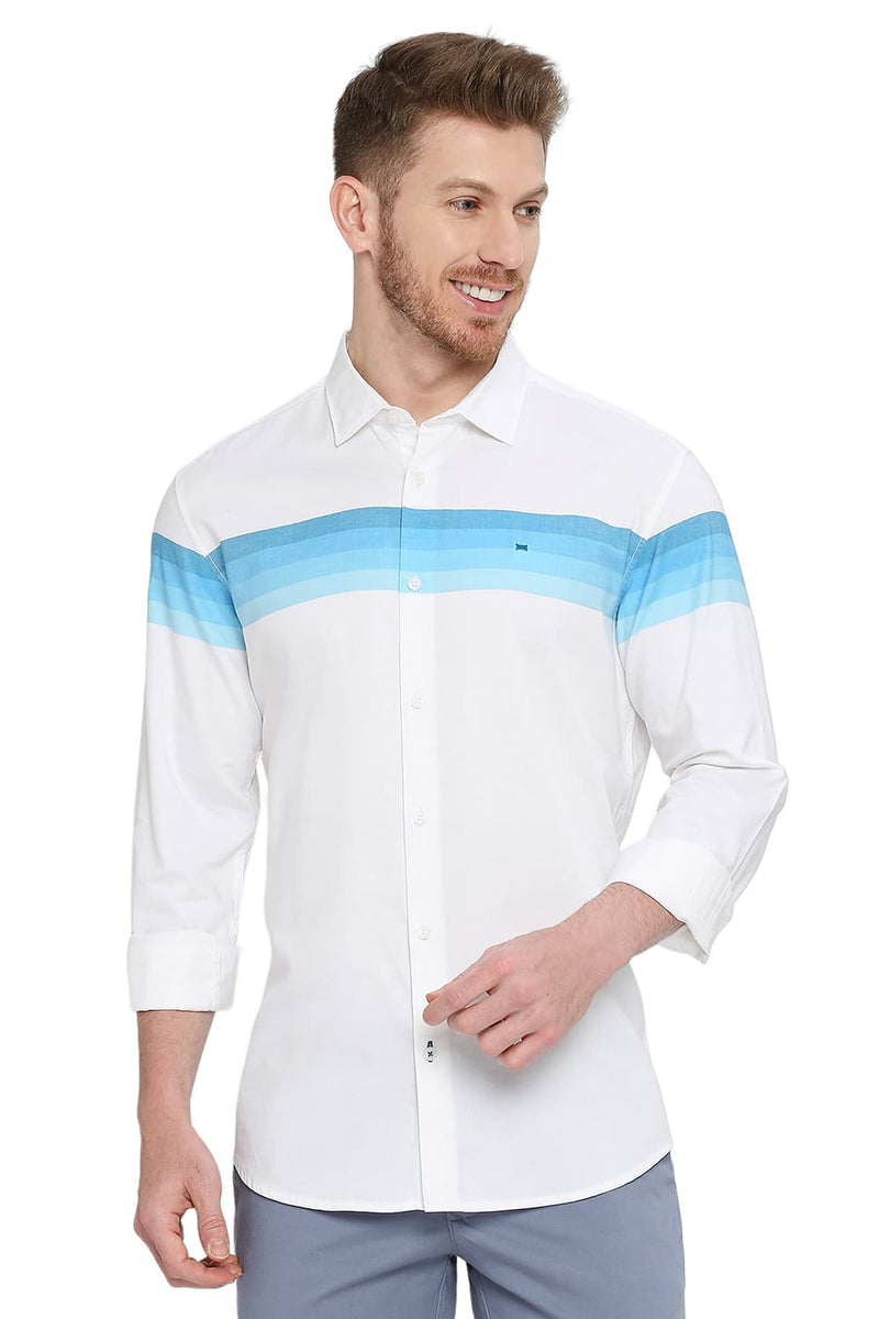 BASICS SLIM FIT COTTON TWILL WEFT ENGINEERING STRIPE SHIRT