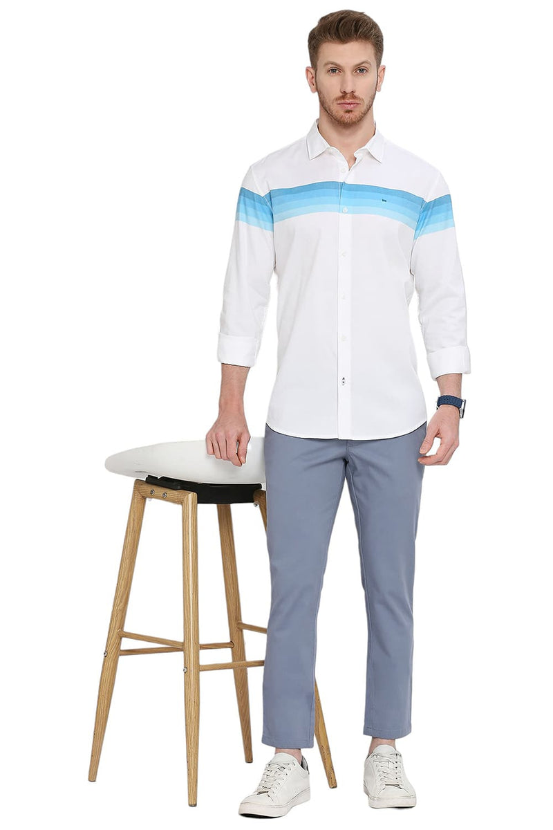 BASICS SLIM FIT COTTON TWILL WEFT ENGINEERING STRIPE SHIRT