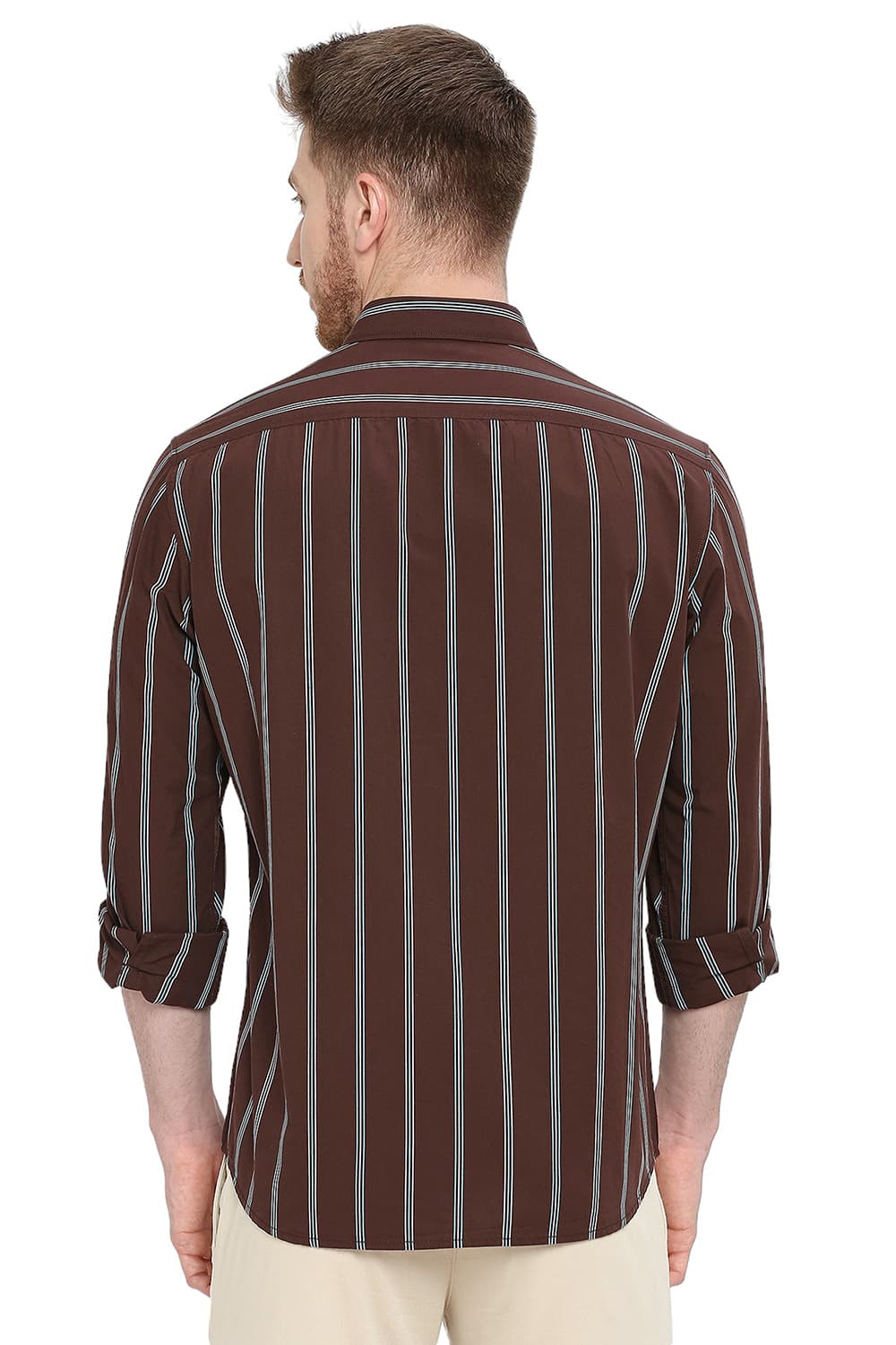 BASICS SLIM FIT COTTON STRIPE SHIRT