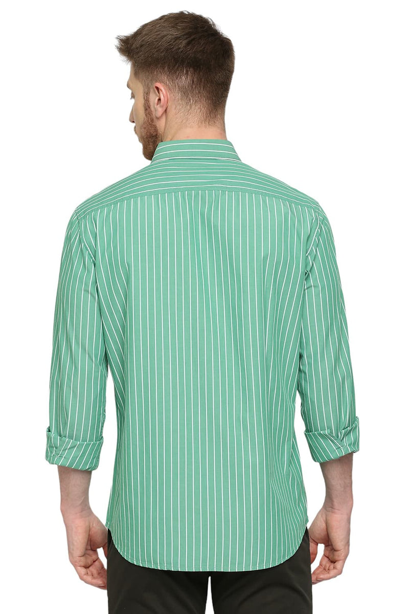 BASICS SLIM FIT COTTON STRIPE SHIRT