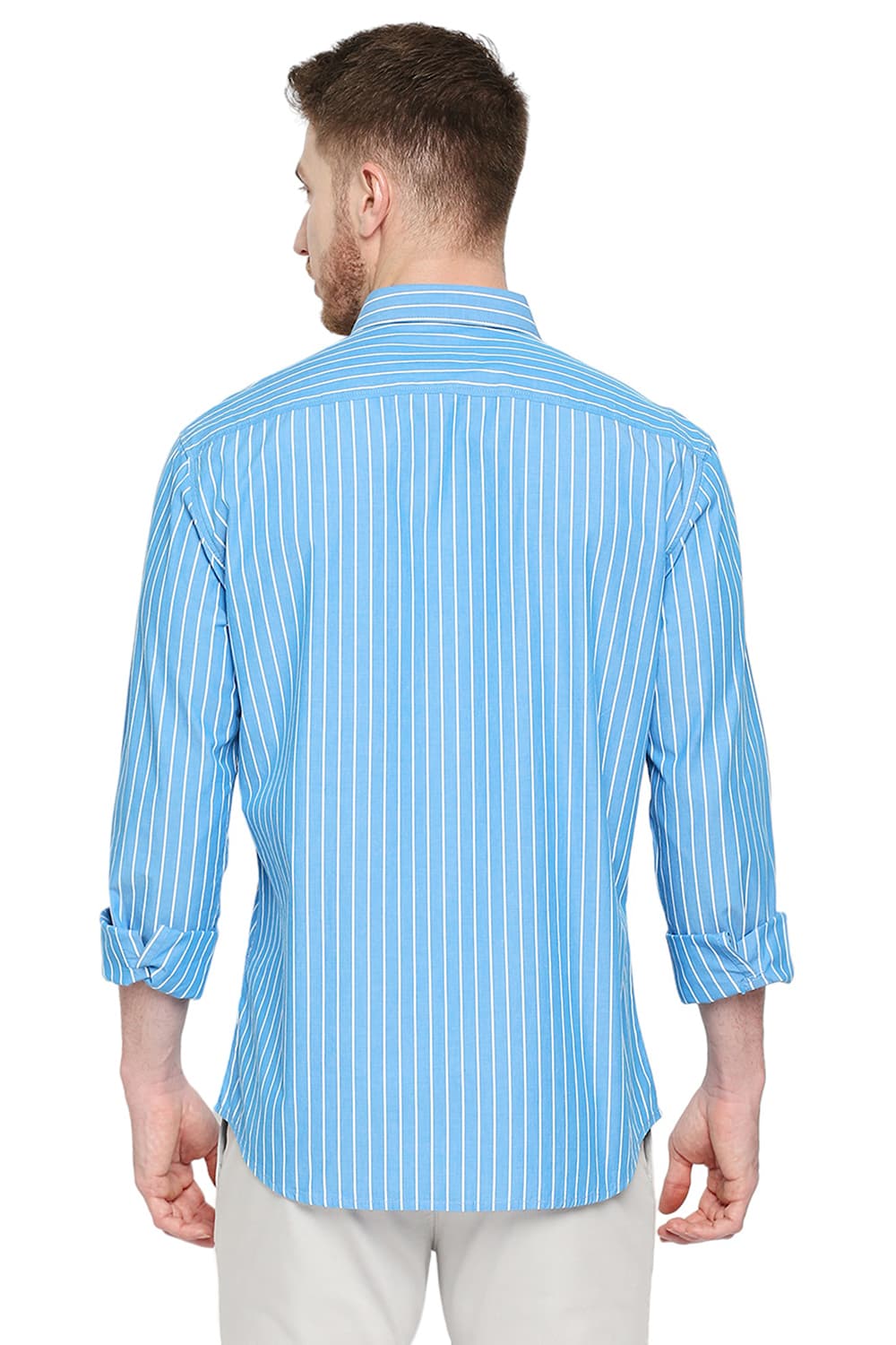 BASICS SLIM FIT COTTON STRIPE SHIRT