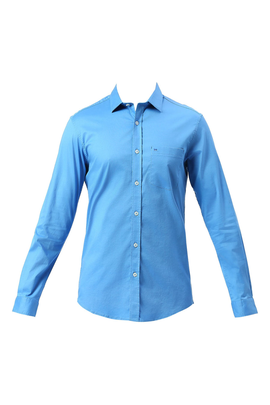BASICS SLIM FIT SONIC BLUE COTTON TWILL SHIRT