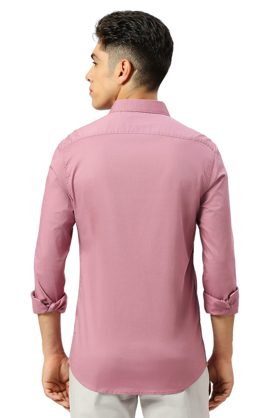 BASICS SLIM FIT LILAS PINK COTTON TWILL SHIRT
